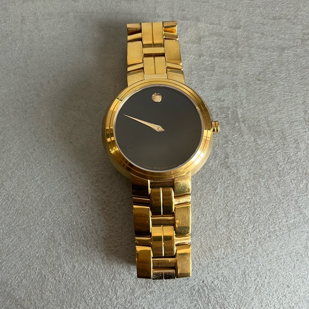 Movado Stiri Gold-Tone Black-Dial Watch